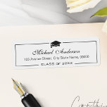 Etiqueta Endereço Clássico do Formando do Boné de formatura<br><div class="desc">Etiqueta de Endereço de Devolução de Formando de Formando Clássico Elegante.</div>