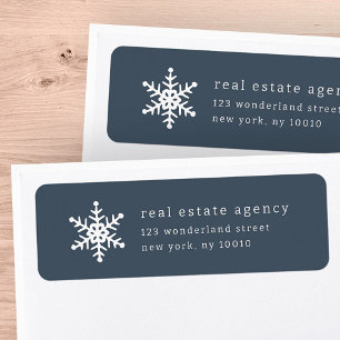 Etiqueta Endereço Comercial Imobiliário Moderno Snowflake
