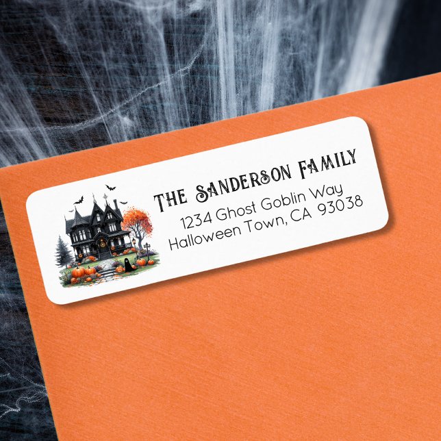 Etiqueta Endereço da Festa de Halloween (Haunted House Halloween Costume Party Label)