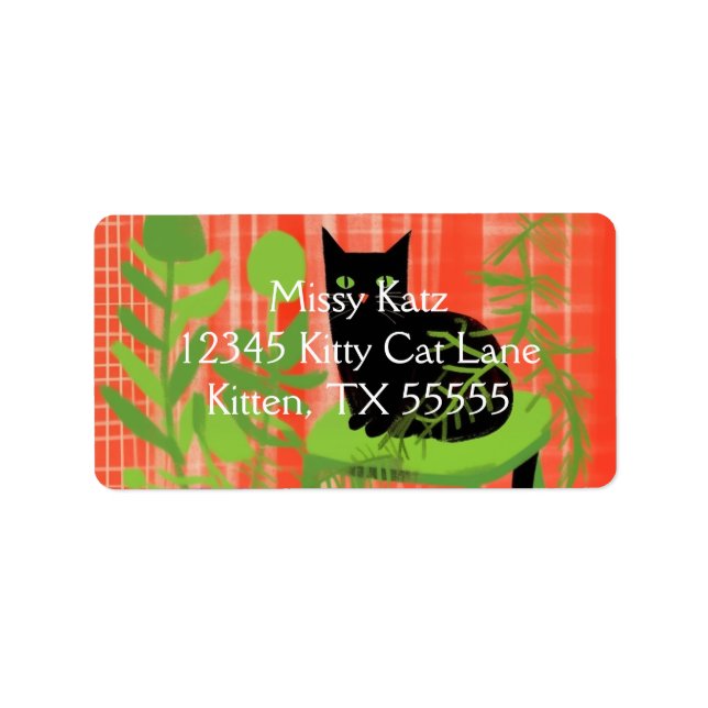 Etiqueta Endereço das famílias de gatos pretos (Frente)