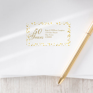 Etiqueta Endereço de Aniversário de 50 Anos de Casamento Co