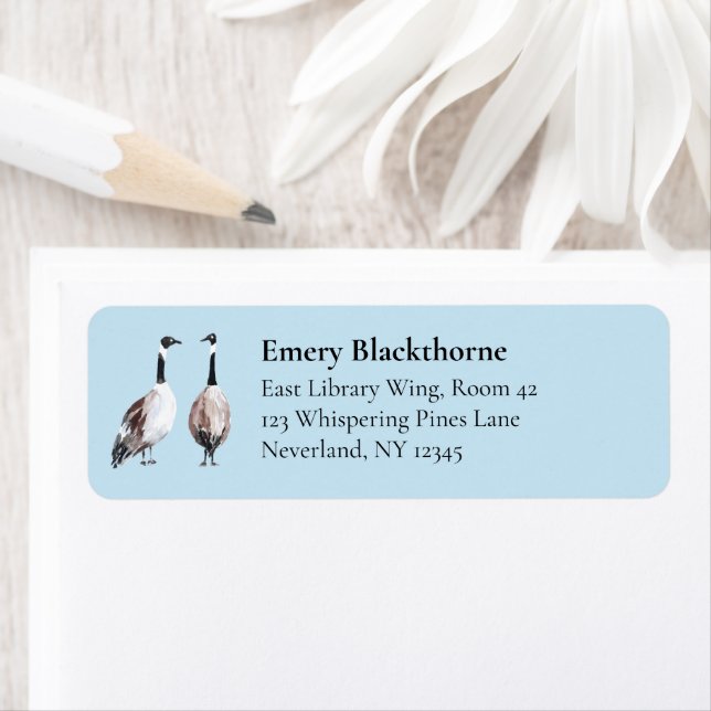 Etiqueta Endereço de Aves Azuis Desenhadas Mão do Canadá (Insitu)