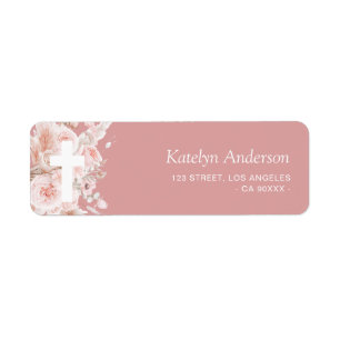 Etiqueta endereço de batismo floral boho posty rosa