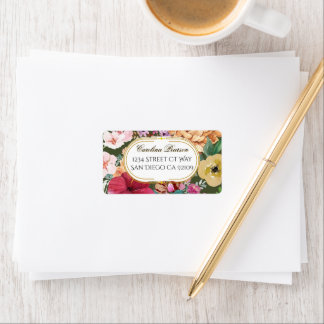 Etiqueta Endereço de Caligrafia Floral Art Nouveau