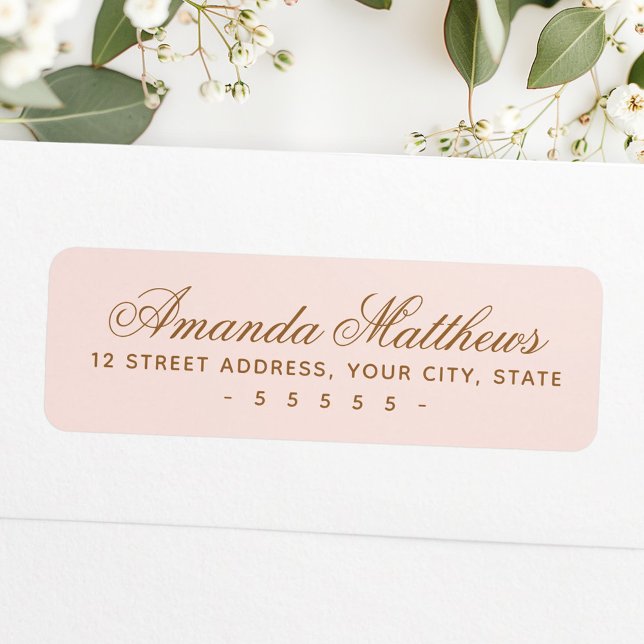 Etiqueta Endereço de caligrafia rosa rosa chic moderno (Chic trendy blush pink calligraphy script address label)