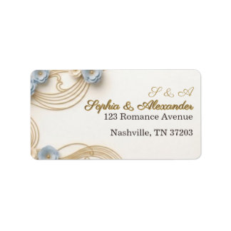 Etiqueta Endereço de Casamento Art Nouveau Dourado