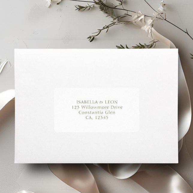 Etiqueta Endereço de Casamento Branco | Simples (Criador carregado)