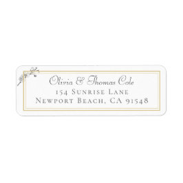 Etiqueta Endereço de Casamento Clássico Elegante Dourado Fr