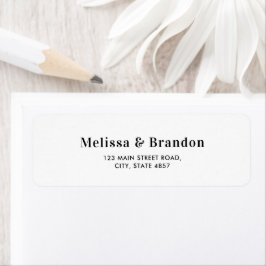 Etiqueta Endereço de Casamento com Tipografia Preta Minimal