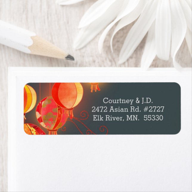 Etiqueta Endereço de Casamento de Cinzas de carvão Red Lant (Insitu)