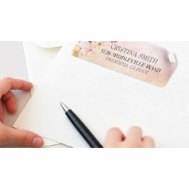 Etiqueta Endereço de Casamento de Flores Coloridas em Aquar