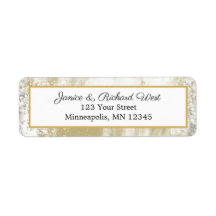 Endereço de Casamento de Frame Dourado Elegante Si