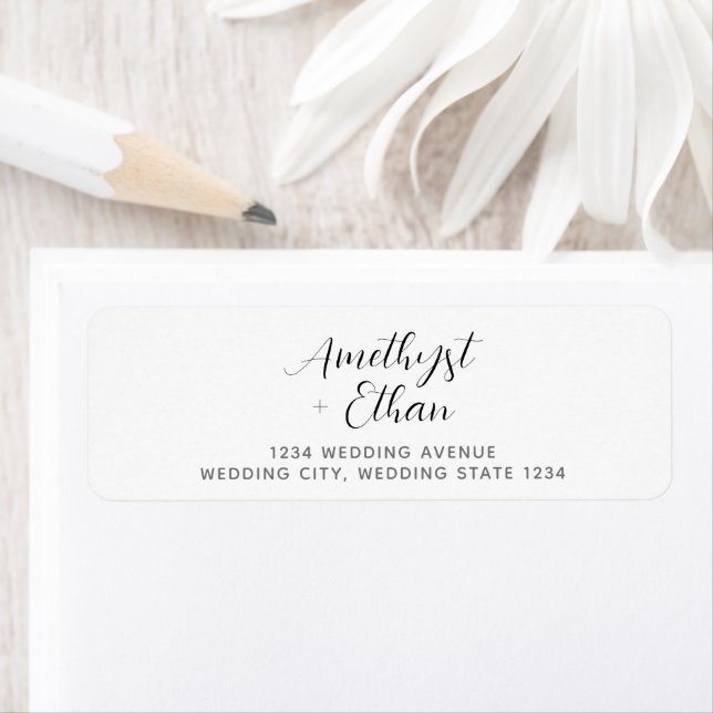 Etiqueta Endereço de Casamento de Script Moderno Elegante (Insitu)