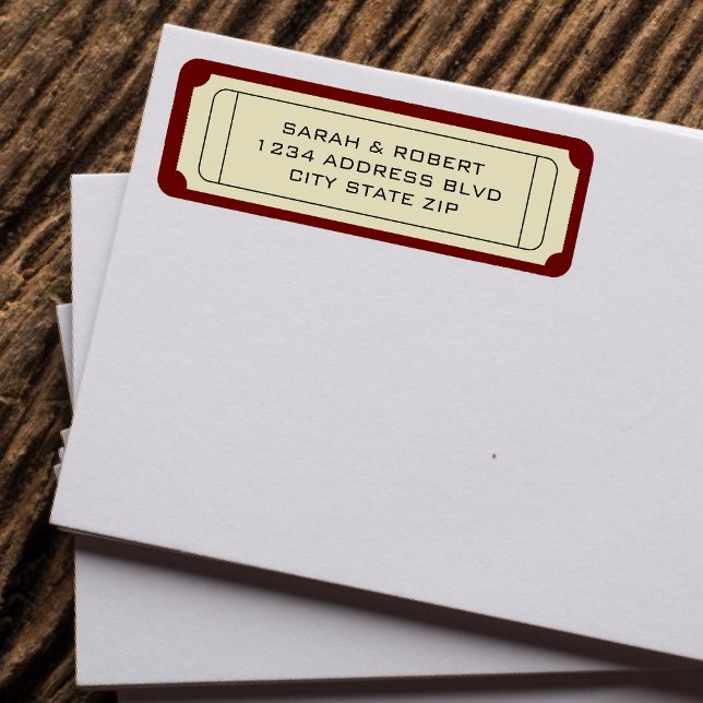 Etiqueta Endereço de Casamento do Estúmulo de Bilhetes do C (Retro Cinema Theater Ticket Stub Wedding Address Label
)