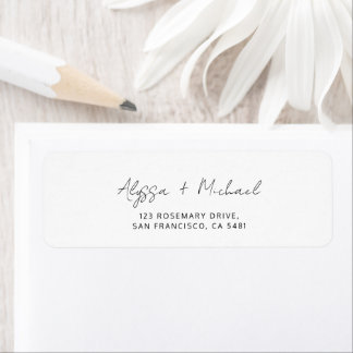 Etiqueta Endereço de Casamento em Letra de Mão Minimalista