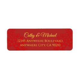 Etiqueta Endereço de casamento floral chinês de dupla felic