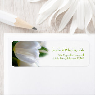 Etiqueta Endereço de Casamento Floral de Tulips Brancos