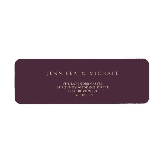 Etiqueta Endereço de casamento Midnight Fig & Champagne (Frente)