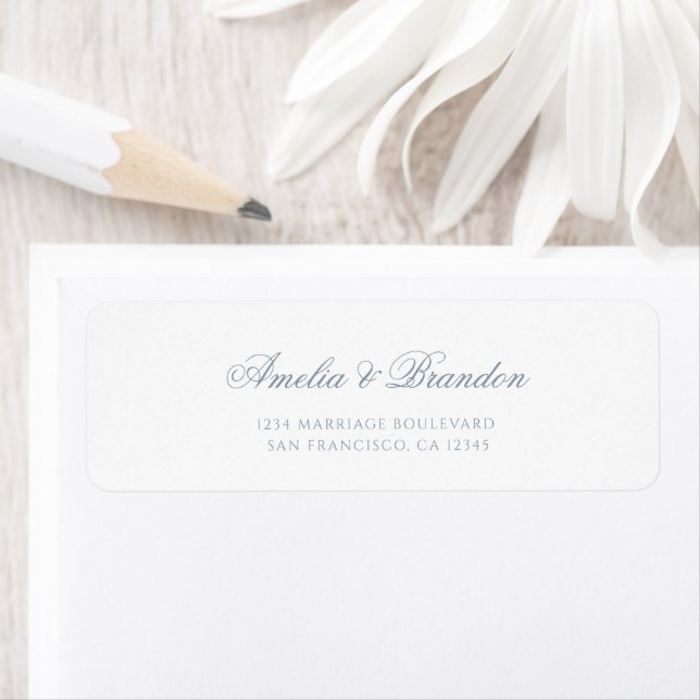 Etiqueta Endereço de Casamento Minimal Formal em Script Azu (Insitu)
