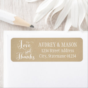 Etiqueta Endereço de casamento Rustic Kraft Love e Thanks
