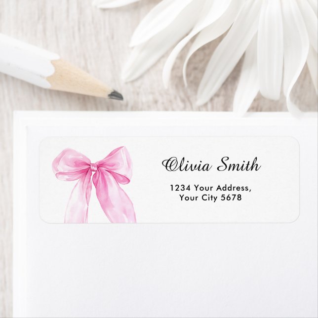 Etiqueta Endereço de Chuveiro de Bebê com Laço Rosa (Insitu)