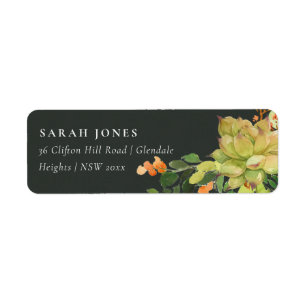ETIQUETA ENDEREÇO DE COR FLORAL DA ÁGUA FLORAL SUCCULENTE D