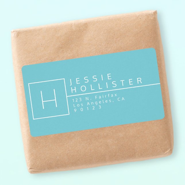 Etiqueta Endereço de devolução azul e branco ciano claro (Criador carregado)