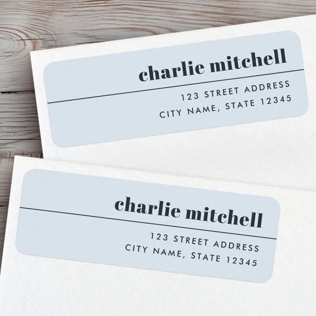 Etiqueta Endereço de devolução azul empoeirado claro modern (Modern minimal light dusty blue return address label)