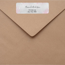 Etiqueta Endereço de devolução brilhante rosa prateado