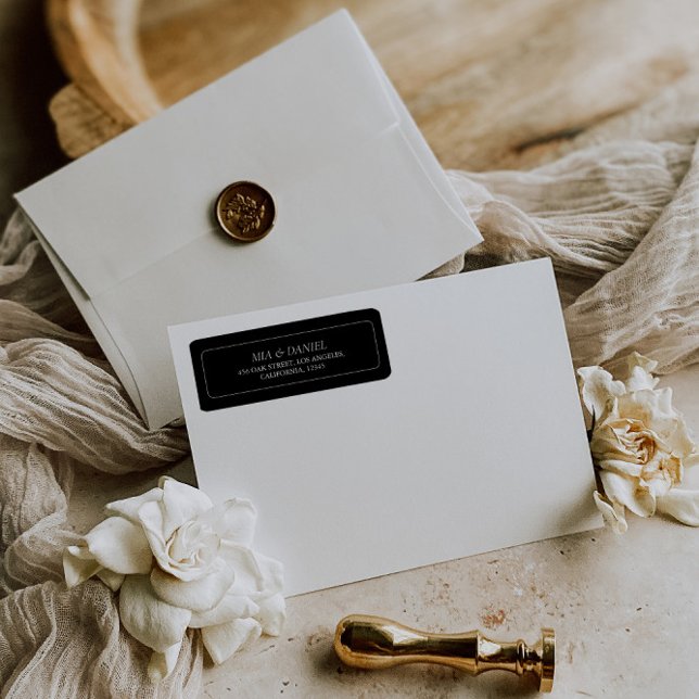 Etiqueta Endereço de Devolução Clássica Chic Black Elegante (Elegant Classic Chic Black Return Address Label)