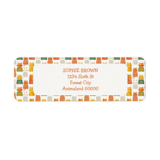 Etiqueta Endereço de Devolução Colorida de Padrão de Cat Wh