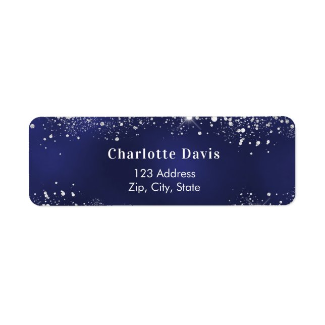 Etiqueta Endereço de devolução com brilho azul branco (Frente)