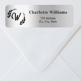 Etiqueta Endereço de devolução com inicial monograma pratea