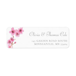 Etiqueta Endereço de devolução cor-de-rosa do Flor de Cerej