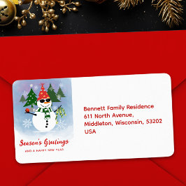 Etiqueta Endereço de devolução da Árvore de Natal do Snowma