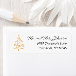 Etiqueta Endereço de devolução da árvore de Natal Dourada M