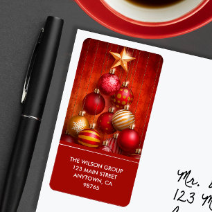 Etiqueta Endereço de devolução da árvore de Natal Vermelha