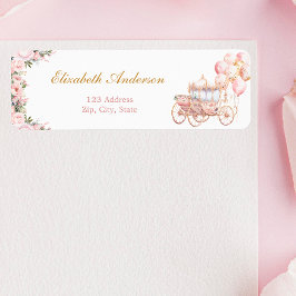 Etiqueta Endereço de devolução da Carruagem Princesa rosa e