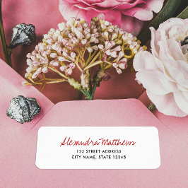 Etiqueta Endereço de devolução da empresa de script vermelh