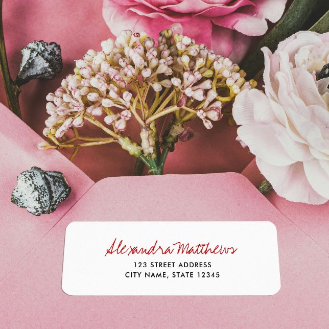 Etiqueta Endereço de devolução da empresa de script vermelh (Criador carregado)