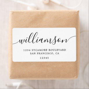 Etiqueta Endereço de devolução da família de script branco 