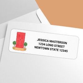 Etiqueta Endereço de devolução da porta vermelha