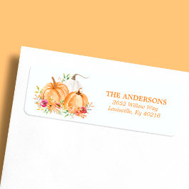 Etiqueta Endereço de Devolução de Aquarela Floral de Abóbor