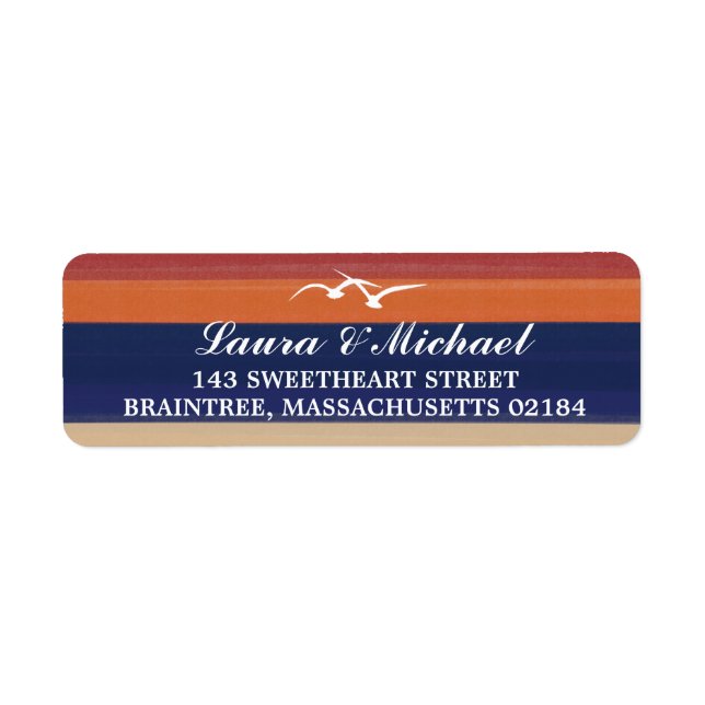 Etiqueta Endereço de devolução de areia, mar e gaivotas (Frente)