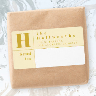 Etiqueta Endereço de Devolução de Blocos Brancos e Dourados