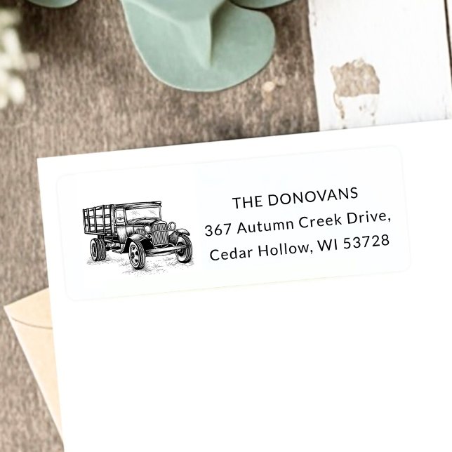 Etiqueta Endereço de Devolução de Caminhão de Fazenda Rústi (Vintage Country Rustic Farm Truck Return Address Label)