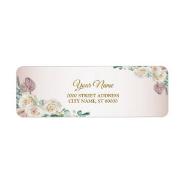 Etiqueta Endereço de Devolução de Casamento Aquarela Rosa B