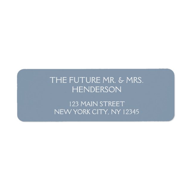 Etiqueta Endereço de Devolução de Casamento Azul Dusty (Frente)