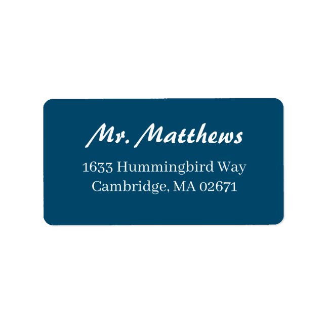 Etiqueta Endereço de devolução de casamento azul e branco d (Frente)