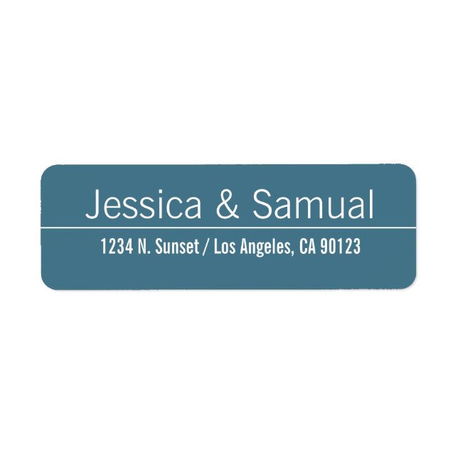 Etiqueta Endereço de devolução de casamento azul e branco m (Frente)
